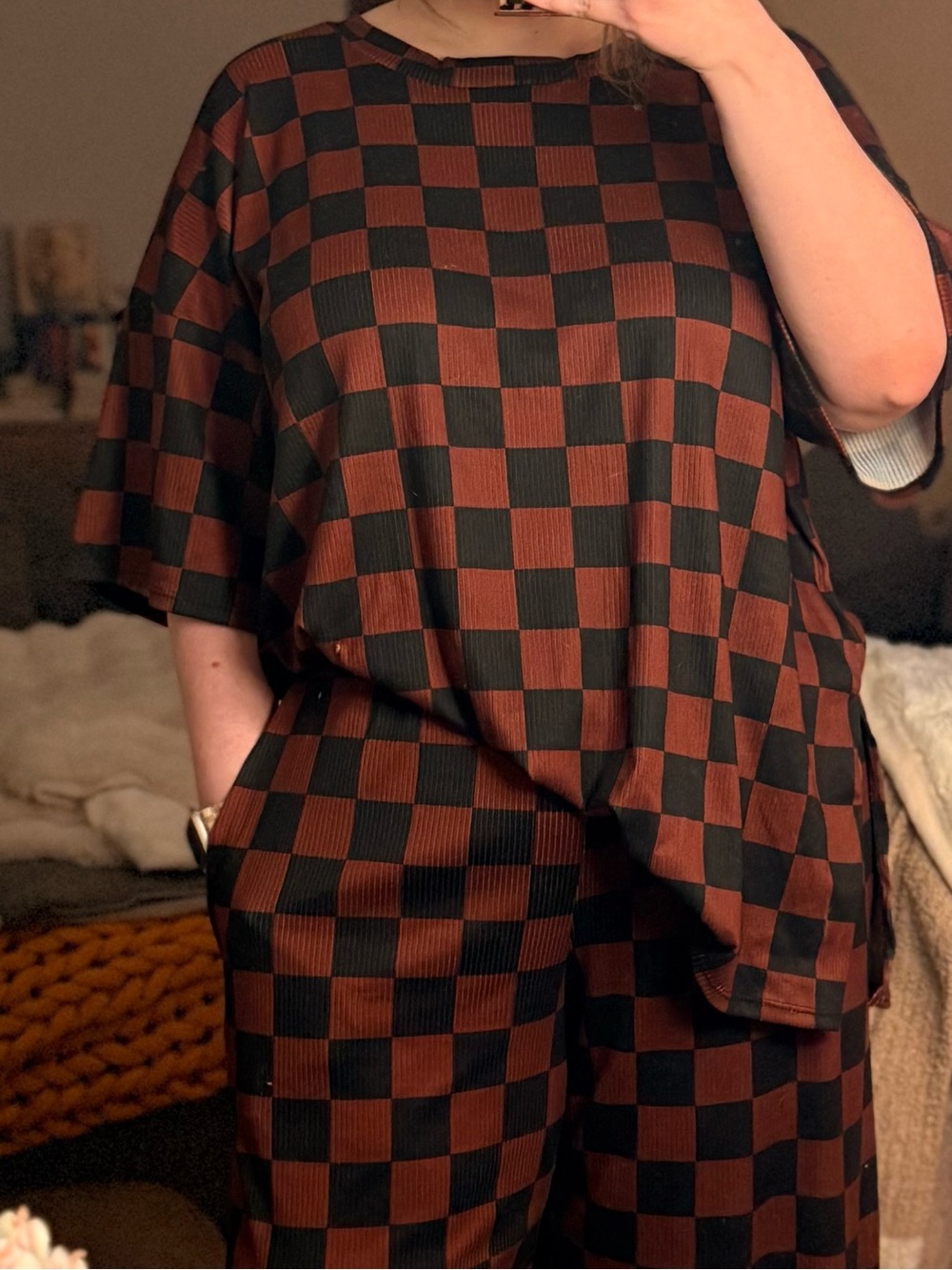 NEW! brown and black checker matching set - Picture 3 of 4